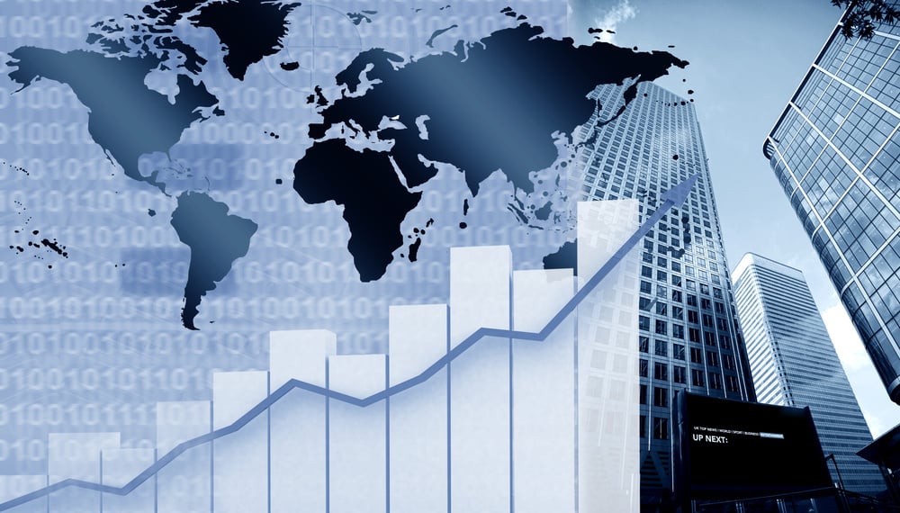 Abstract business city illustration in blue shades Abstract business city illustration in blue shades